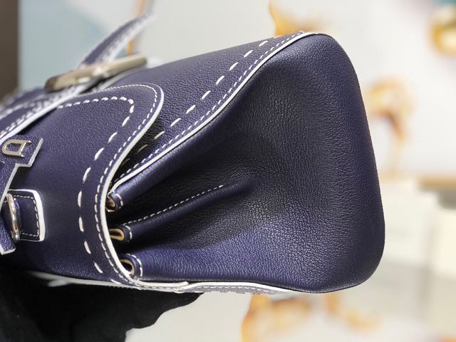 Delvaux original grained calfskin brillant small bag AA0417 dark blue