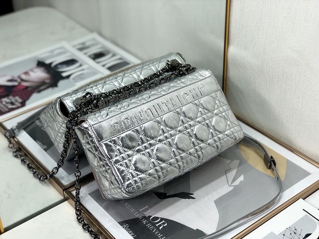 Dior original calfskin medium caro bag M9242 silver