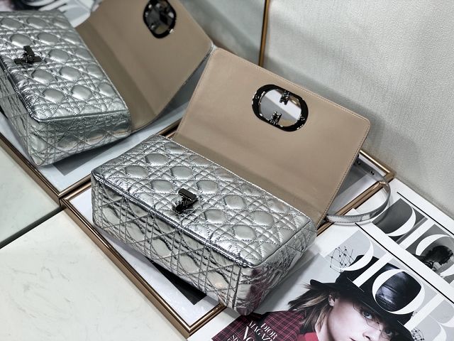 Dior original calfskin medium caro bag M9242 silver