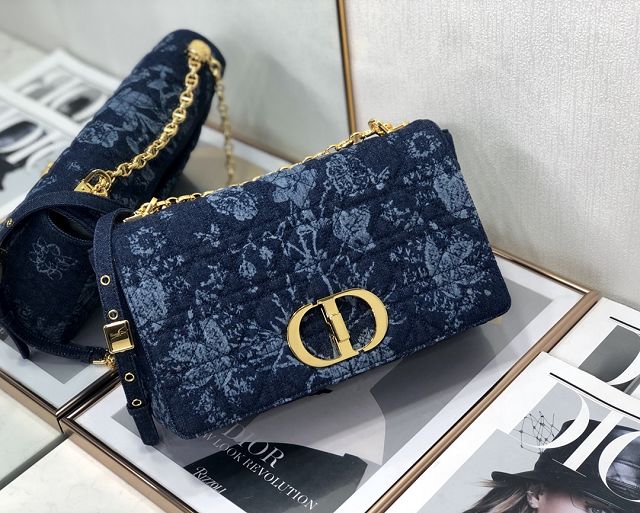 Dior original denim large caro bag M9243 blue