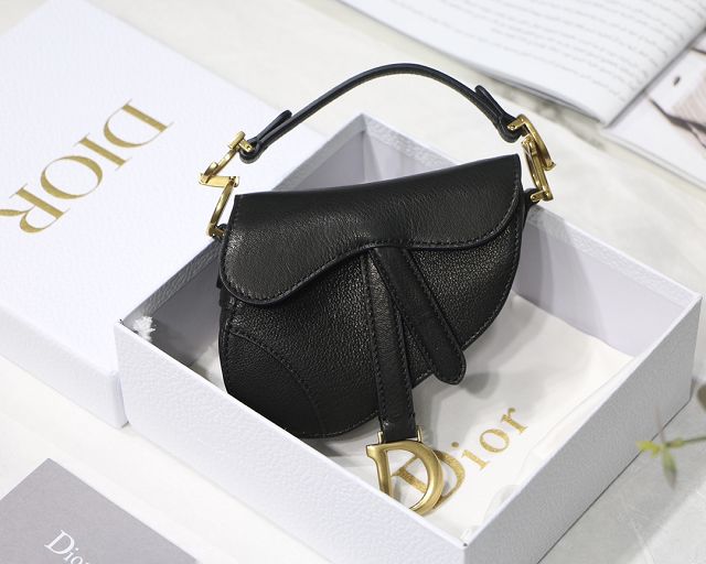 Dior original goatskin micro saddle bag S5685 black