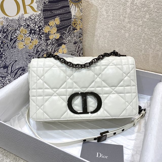 Dior original macrocannage calfskin medium caro bag M9242 white