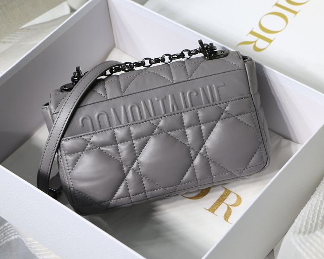 Dior original macrocannage calfskin small caro bag M9241 grey