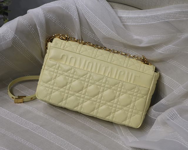 Dior original calfskin large caro bag M9243 light yellow