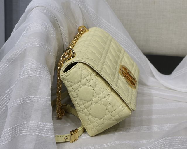 Dior original calfskin medium caro bag M9242 light yellow