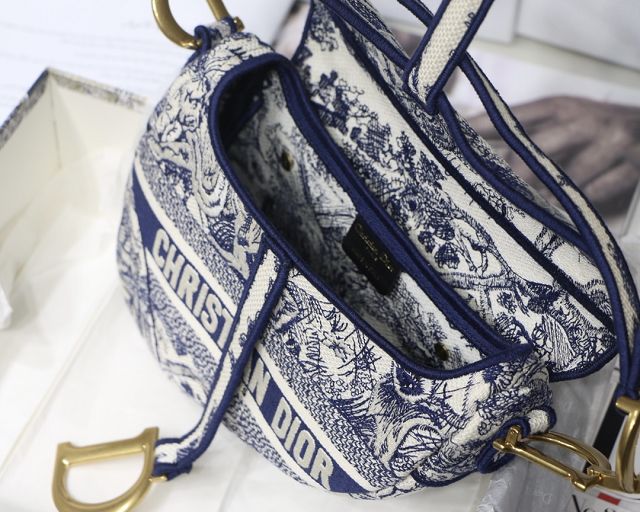 Dior original canvas saddle bag M0446 blue