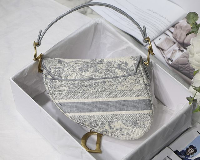 Dior original canvas saddle bag M0446 grey