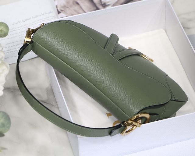 Dior original grained calfskin saddle bag M0446 green