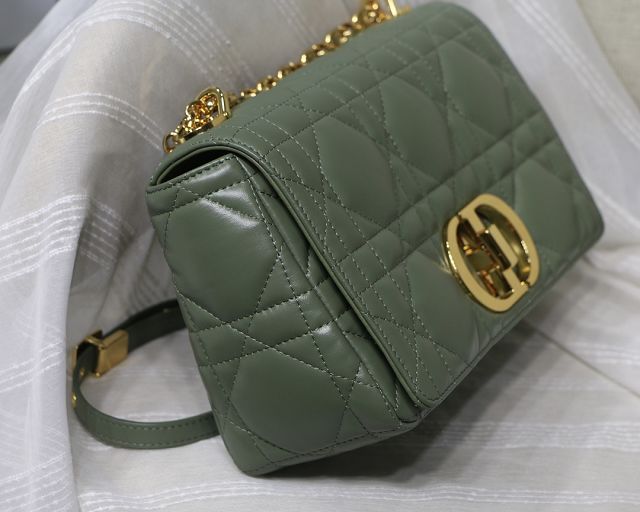 Dior original macrocannage calfskin medium caro bag M9242 green