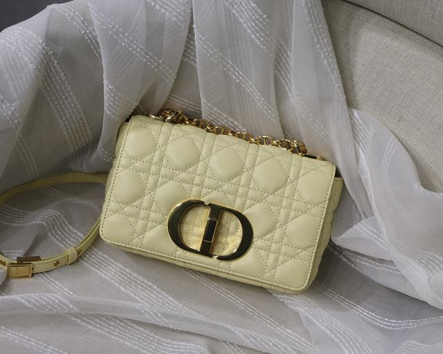 Dior original calfskin small caro bag M9241 light yellow