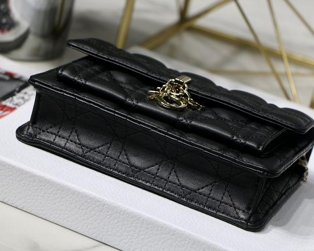 Dior original lambskin lady chain pouch S0937 black