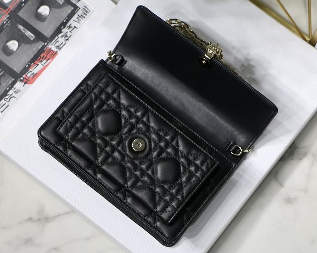 Dior original lambskin lady chain pouch S0937 black