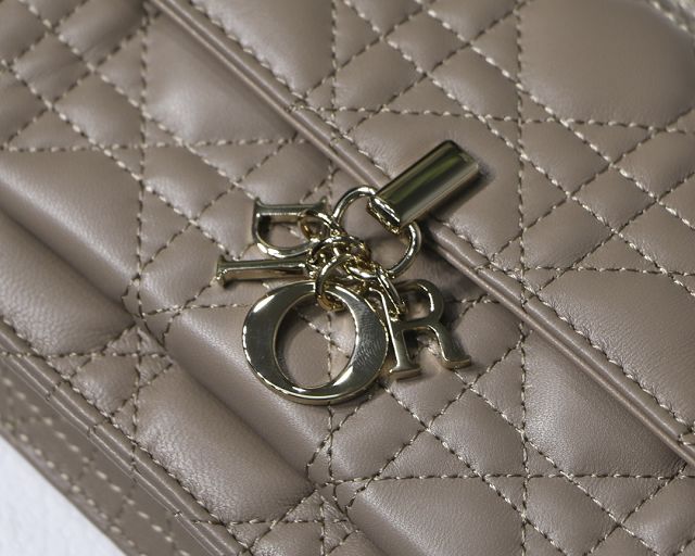 Dior original lambskin lady chain pouch S0937 warm taupe