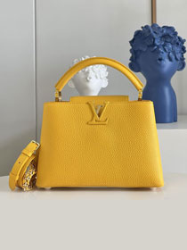 Louis vuitton original calfskin capucines BB handbag M59653 flower yellow