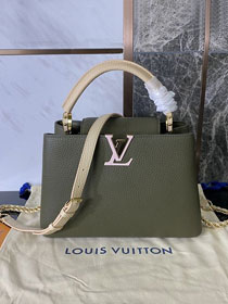 Louis vuitton original calfskin capucines BB handbag M59653 khaki green