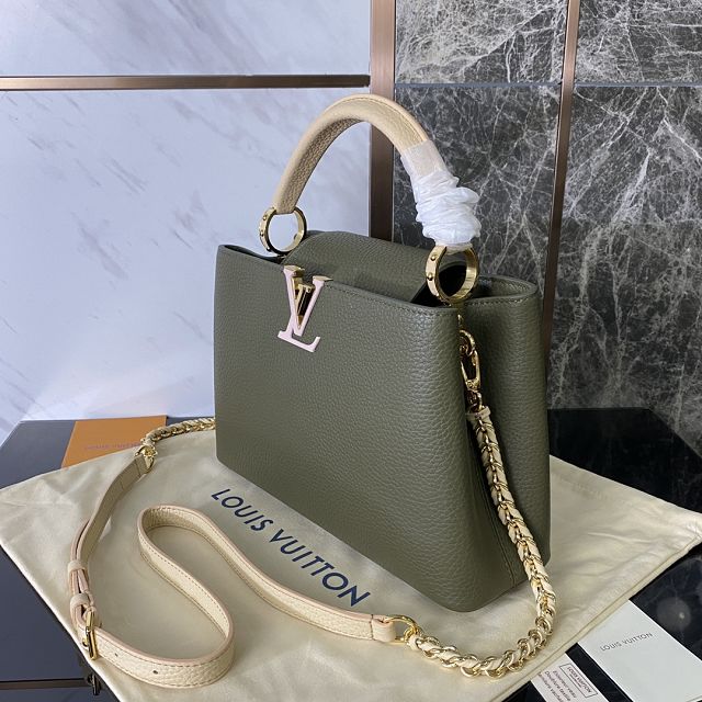 Louis vuitton original calfskin capucines BB handbag M59653 khaki green