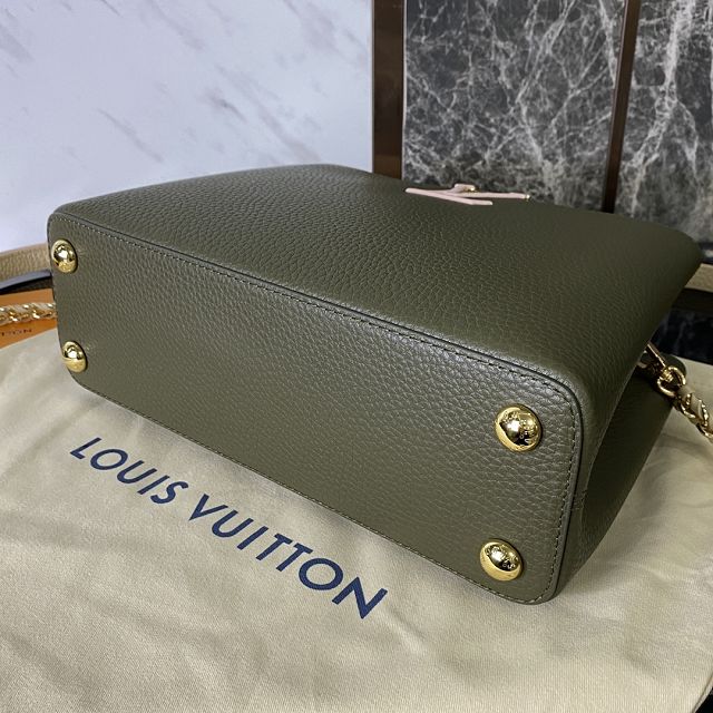 Louis vuitton original calfskin capucines BB handbag M59653 khaki green