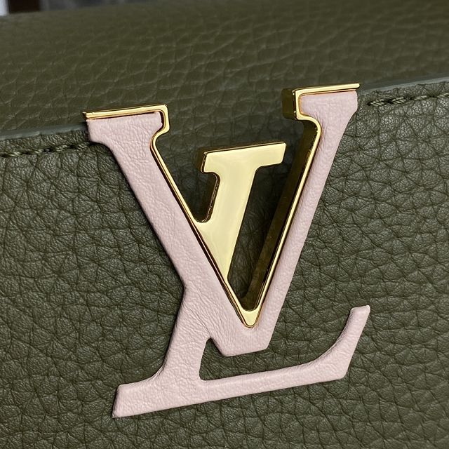 Louis vuitton original calfskin capucines BB handbag M59653 khaki green