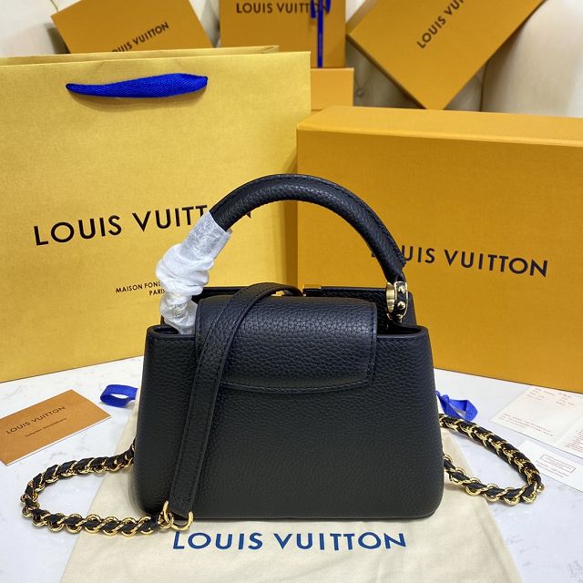 Louis vuitton original calfskin capucines mini handbag M59709 black