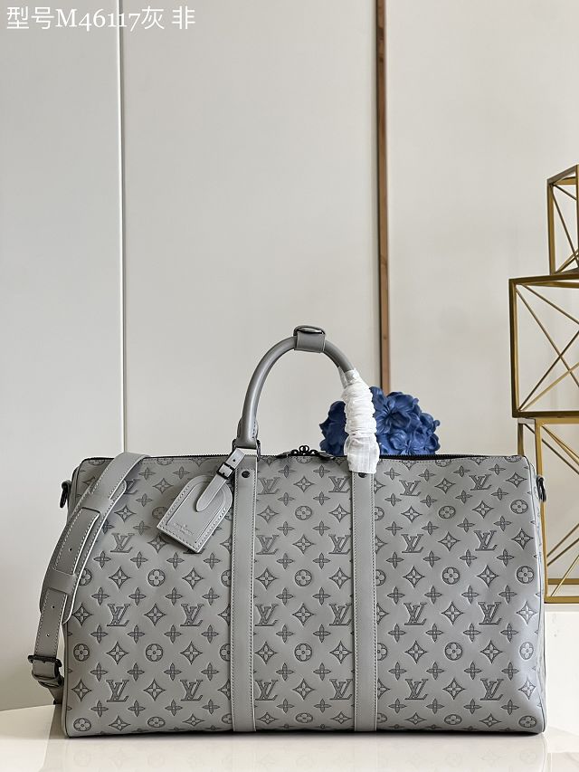 Louis vuitton original calfskin keepall 50 M46117 grey