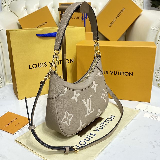 Louis vuitton original calfskin bagatelle BB hobo bag M46112 grey