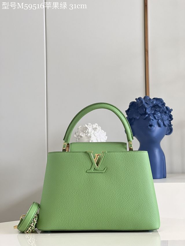 Louis vuitton original calfskin capucines mm handbag M59516 green