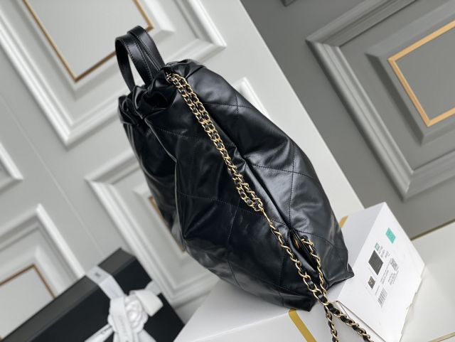 2022 CC original shiny calfskin 22 backpack AS3313 black