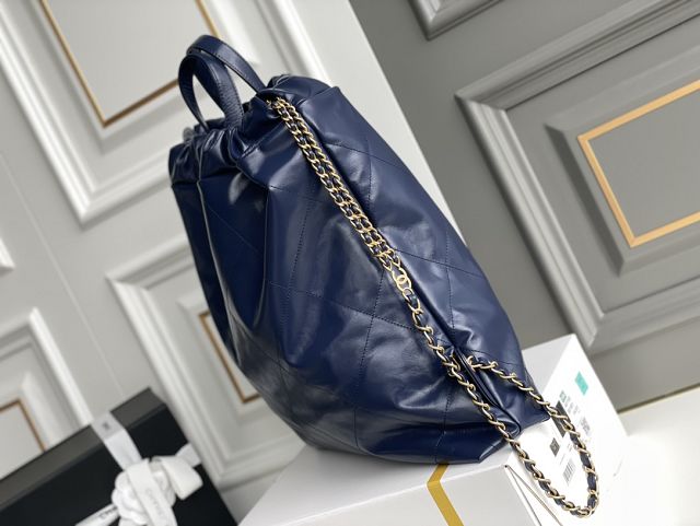 2022 CC original shiny calfskin 22 backpack AS3313 dark blue