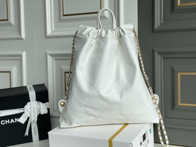 2022 CC original shiny calfskin 22 backpack AS3313 white