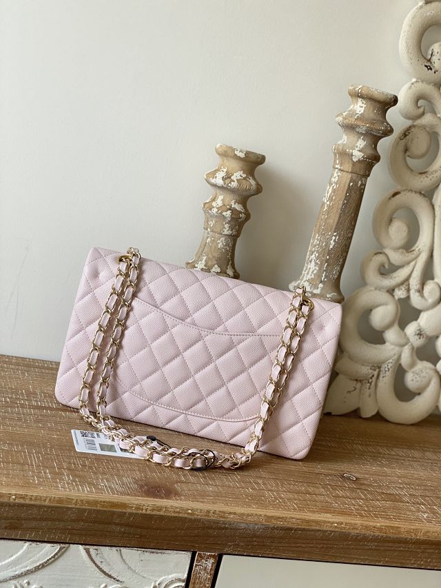 CC original grained calfskin medium flap bag A01112 light pink