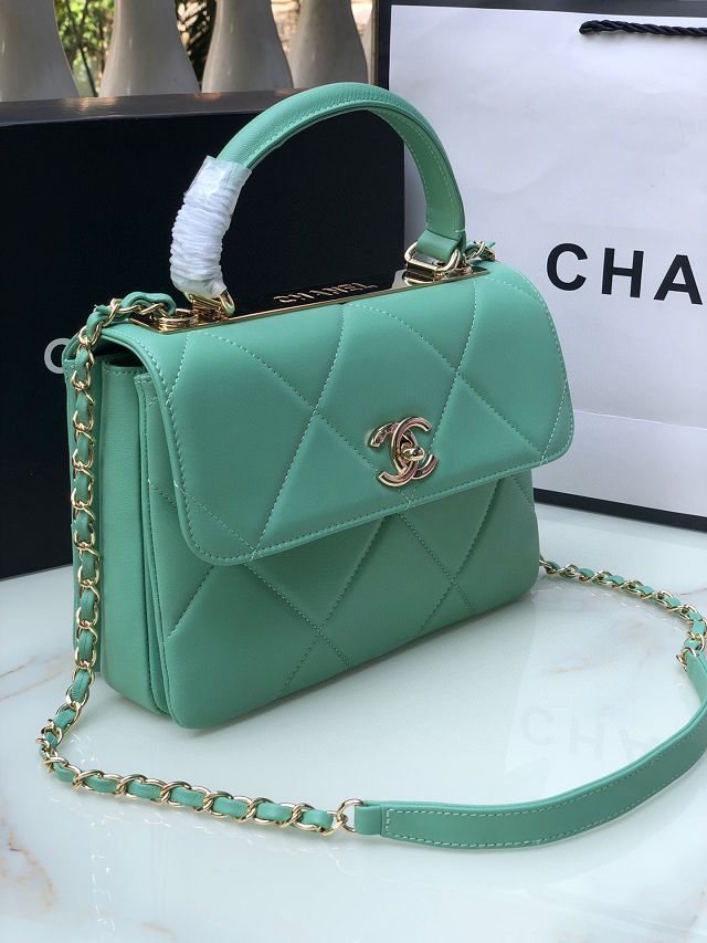 CC original lambskin top handle flap bag A92236-3 green