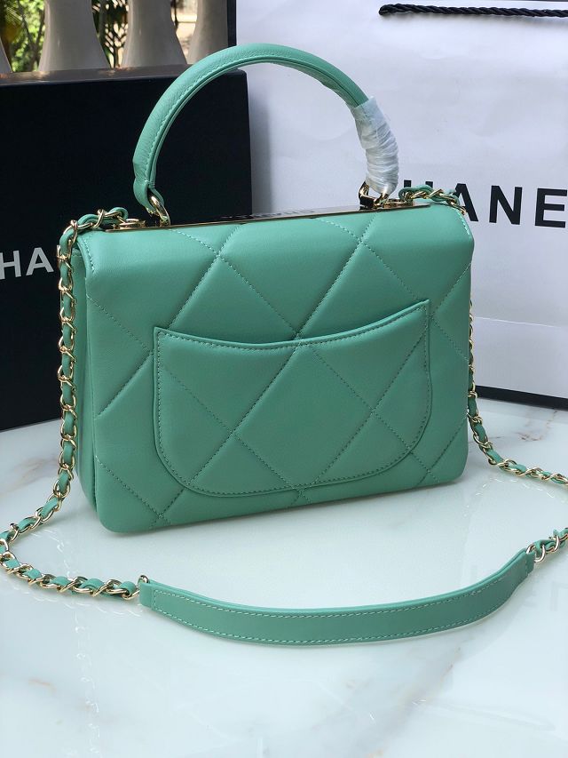 CC original lambskin top handle flap bag A92236-3 green