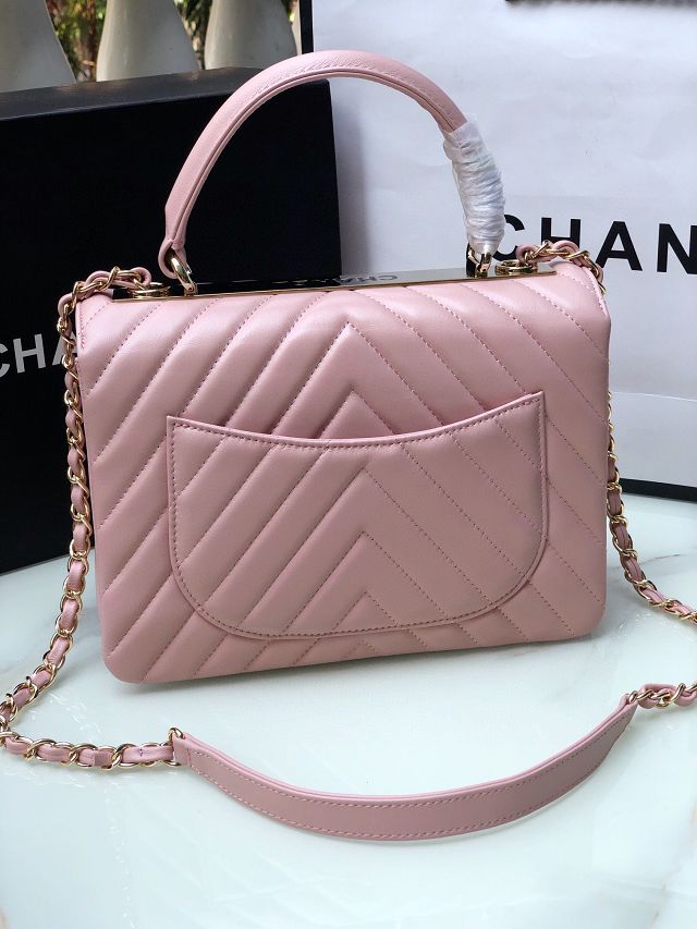 CC original lambskin top handle flap bag A92236-2 light pink