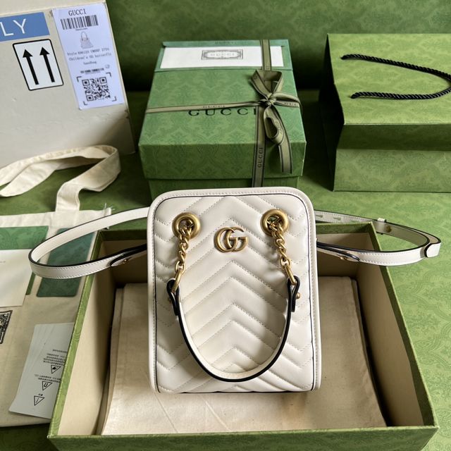 2022 GG original calfskin marmont mini bag 696123 white