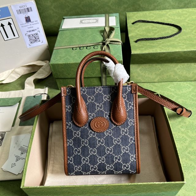 2022 GG original denim mini tote bag 671623 blue