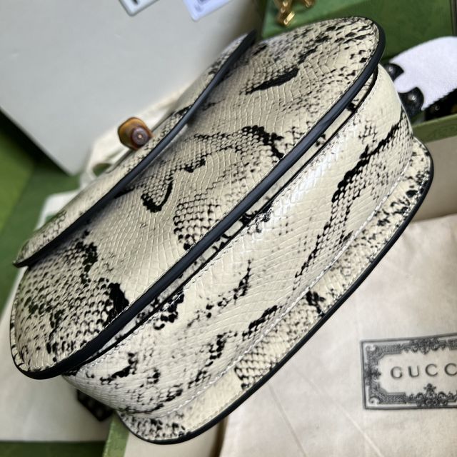 2022 GG original snakeskin small top handle bag 675797 white