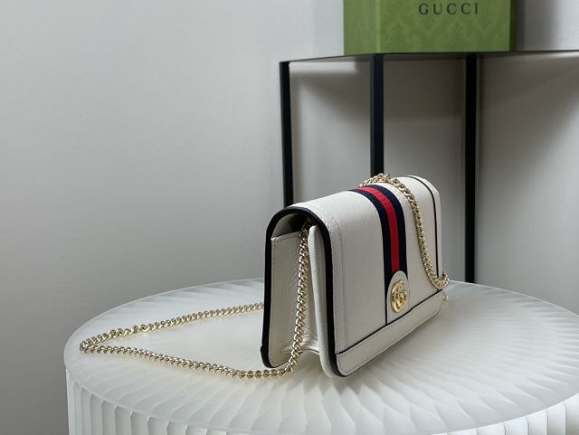 GG original calfskin chain wallet 523152 white