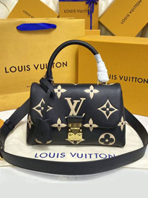 Louis vuitton original calfskin madeleine pm handbag M45978 black&apricot