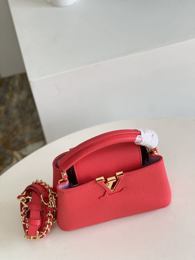 Louis vuitton original calfskin capucines mini handbag M20513 red