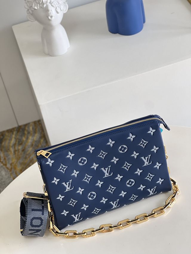 2023 Louis vuitton original lambskin coussin pm bag M57790 blue