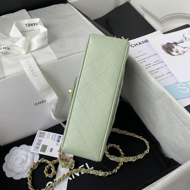 CC original fine-grained calfskin mini flap bag A69900 light green