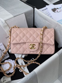 CC original fine-grained calfskin mini flap bag A69900 pink