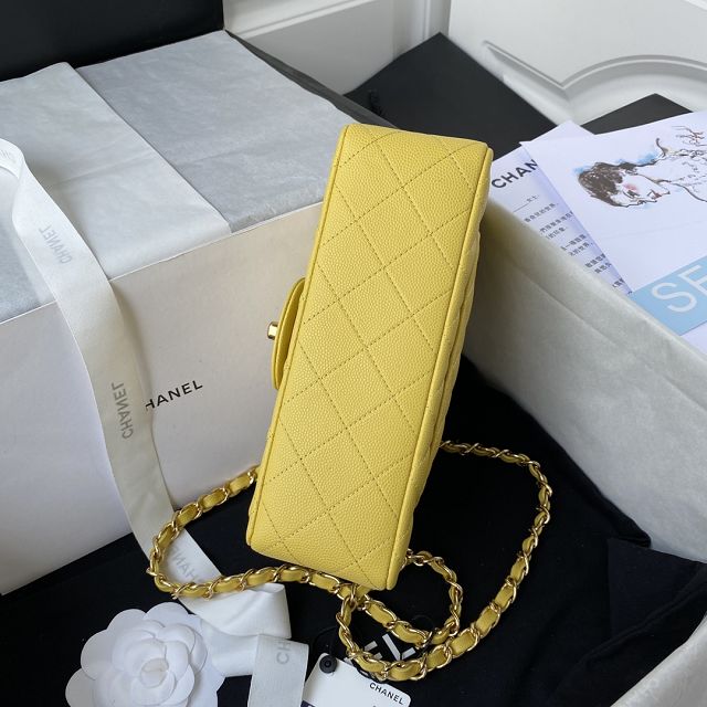 CC original fine-grained calfskin mini flap bag A69900 yellow