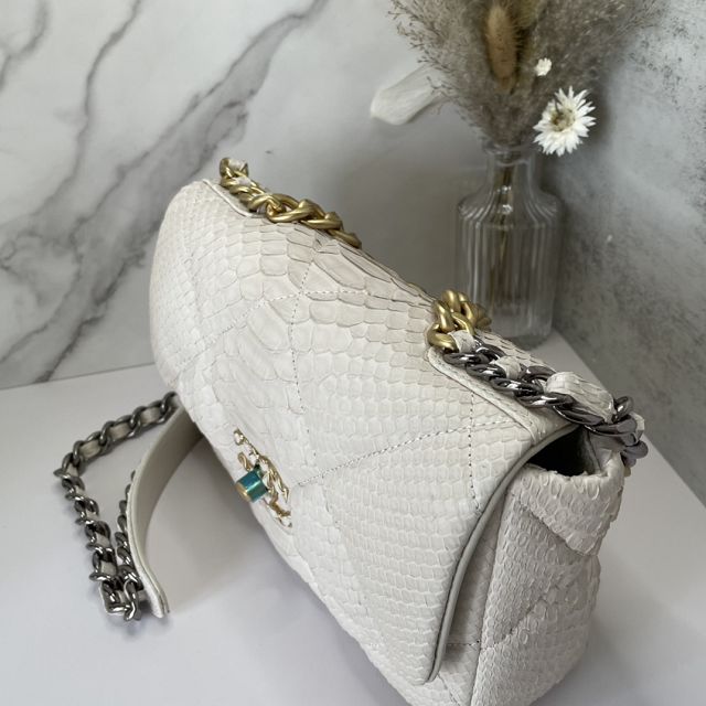 CC original python leather small flap bag bag AS1160 white