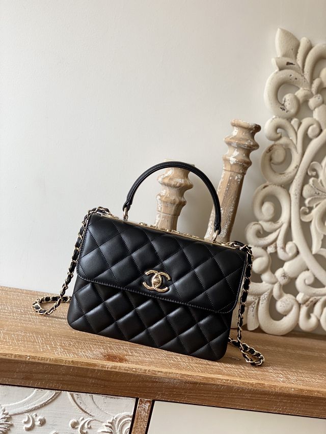 CC original lambskin top handle flap bag A92236 black