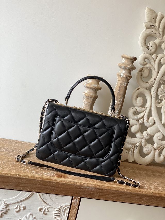 CC original lambskin top handle flap bag A92236 black