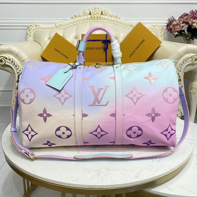 Louis vuitton original monogram canvas keepall 50 M59943 pink