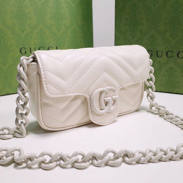 2022 GG original calfskin marmont belt bag 699757 white