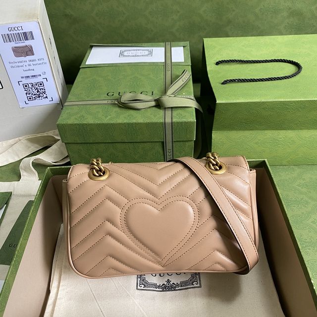 2022 GG original calfskin marmont mini bag 446744 rose beige