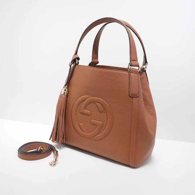 GG original calfskin small tote bag 336751 brown